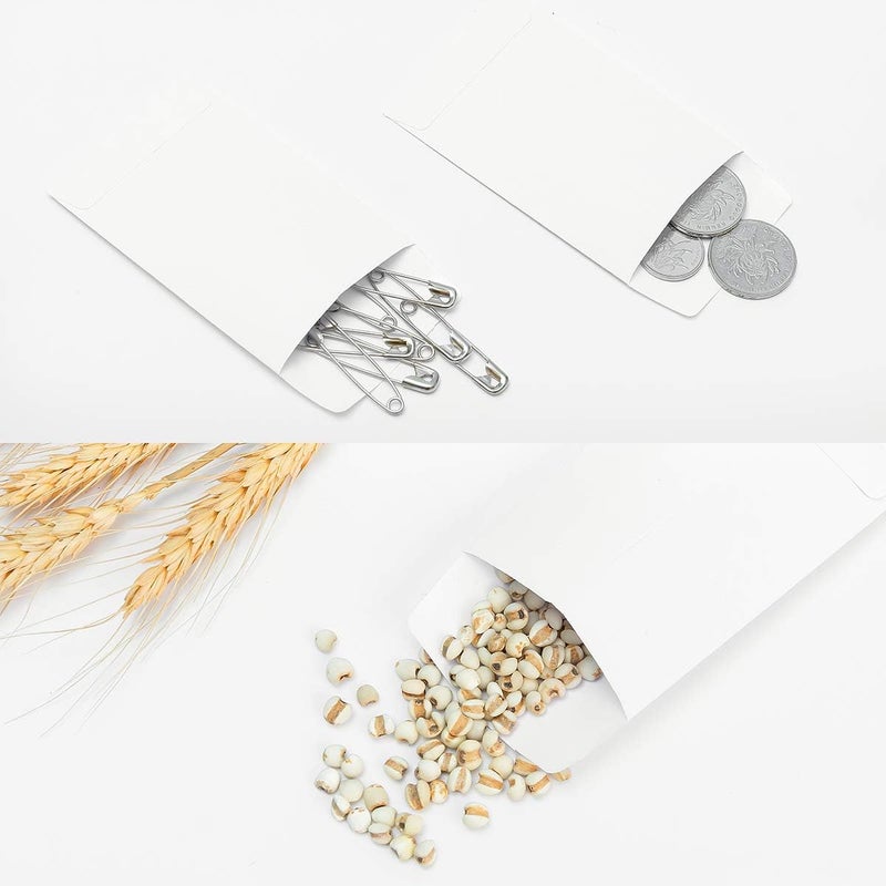 Homtable 200 Pack Small Coin Envelopes Kraft Paper Seed Envelopes Mini Parts Small Items Stamps Storage Packets Envelopes Self-Adhesive for Garden, Office or Wedding Gift, (2 1/4 x 3 1/2 Inch, white) - Image 4